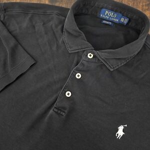 Polo Ralph Lauren Soft Short Sleeve Polo Shirt Black Cutaway White Pony Mens XXL